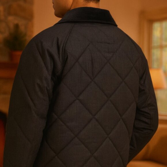 Barbour Premium BEDALE Houndstooth Quilted Jacket DK Navy MSRP$435 British Class - Picture 11 of 16